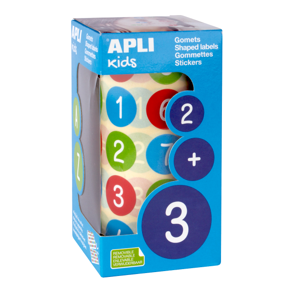 APLI samolepicí číslice, Ø 20 mm, nepermanentní, mix barev