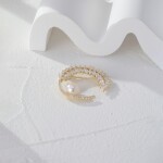 Brož s perlou a Swarovski Elements krystaly Jacinta, Zlatá