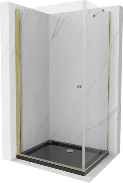 MEXEN/S - Pretoria sprchový kout 80x100, transparent, zlatá + sprchová vanička včetně sifonu 852-080-100-50-00-4070G