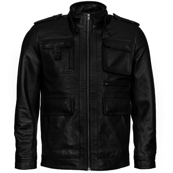 Pánská Kožená Bunda Agent Hanz Brixton Černá Velikost: L