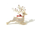 Vánoční brož Swarovski Elements Rudolf 2 - vánoční sob, Zlatá