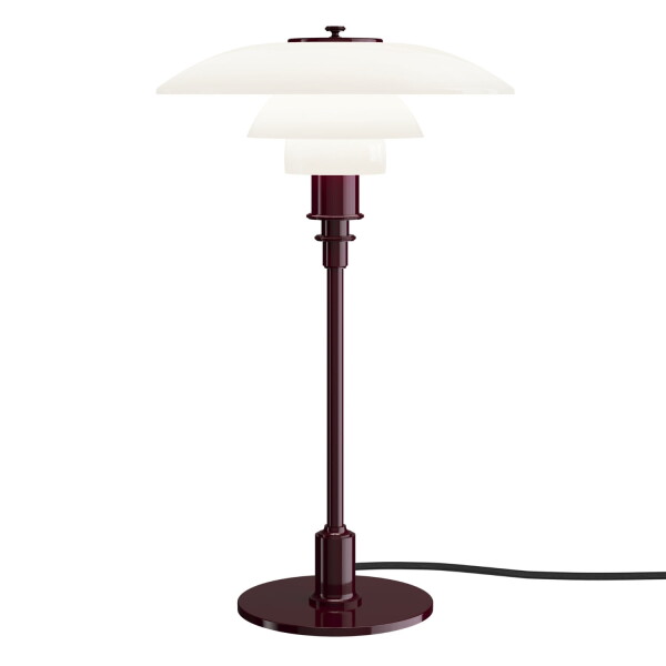 Louis Poulsen Stolní lampa PH 3/2 Glossy Burgundy, červená barva, sklo, kov, plast