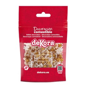 Dortisimo Cukrové zdobení Dekora Sněhové vločky bílé a hvězdičky zlaté (100 g)