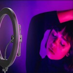 Iso Trade Stativ s RGB světlem a držákem na telefon 100cm