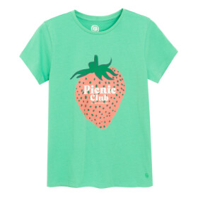 Tričko s krátkým rukávem s jahodou -zelené - 134 GREEN