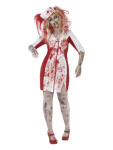 Kostým Zombie zdravotní sestřička šaty s latexovým efektem rány Velikost: XL