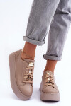 Kůže Sportovní Boty Na Platformě Maciejka 06191-04 Bežová 40