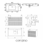 CERANO - Koupelnová skříňka Carole - bílá matná rýhovaná + keramické umyvadlo Novo - bílá lesklá - 81x49,5x46,5 CER-778947