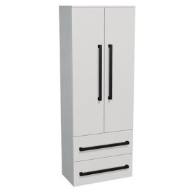 Koupelnová skříňka vysoká s černou úchytkou SAT Cube Way 60x163x33 cm bílá lesk lesk/mat CUBE3CV60BL CUBE3CV60BL