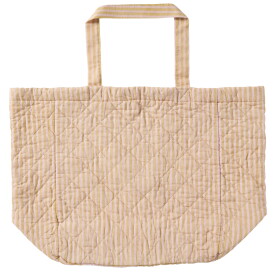 Ib Laursen Prošívaná bavlněná taška Mustard/Light pink thin stripes, oranžová barva, textil