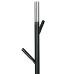 Věšák stojanový, výška 179 cm, kovová konstrukce, černý matný lak, nosnost 6 kg