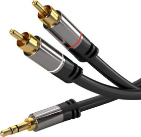 PremiumCord stíněný kabel stereo Jack 3.5mm - 2x CINCH / M-M / HQ / 5m (kjqcin5)