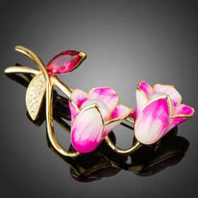 Brož Swarovski Elements Nervietti - tulipán, Růžová