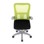 Kancelářská židle, zelená síťovina, šedý plast, kolečka na tvrdé podlahy