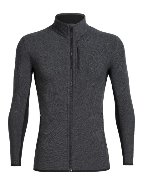 Pánská merino mikina ICEBREAKER Mens Descender LS Zip, Jet Heather/Black velikost: S