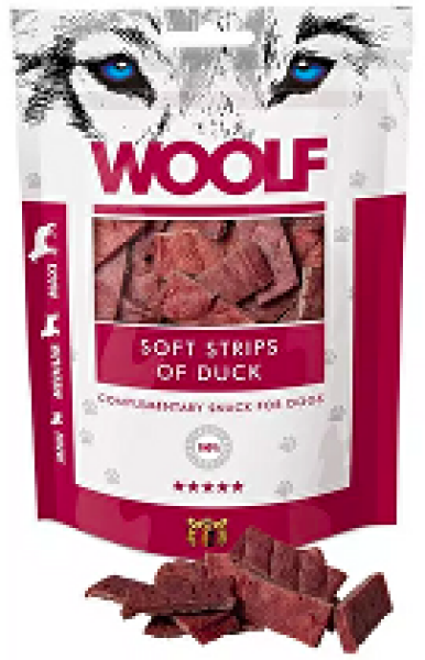 WOOLF pochoutka soft strips of duck 100g