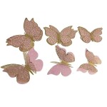 Dortisimo Nejedlá dekorace světle růžovo-zlatá Motýlci (12 ks)