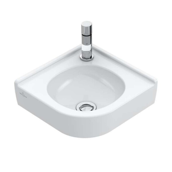 VILLEROY & BOCH - O.novo Umývátko rohové 32x32 cm, bez přepadu, 1 otvor pro baterii, CeramicPlus, alpská bílá 731033R1