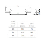 Tulip Nábytková úchytka Mount rozteč: 128mm nikl broušený (494749)