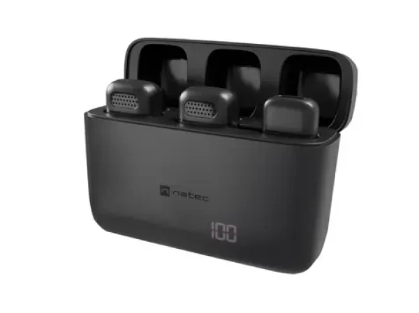 Natec Hopper Lavalier černá / Klopový mikrofon / sada 2 ks / bezdrátový / USB-C / 2.4 GHz (NMI-2254)