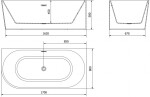 MEXEN/S - Mia volně stojící rohová vana pravá 170 x 80, bílá, sifon a přepad bílá 52691708000P-20