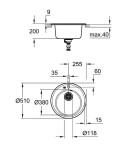 GROHE - Dřezy Kompozitní dřez K200 s automatickým odtokem, průměr 51 cm, granitová černá 31656AP0