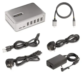 StarTech stříbrná / USB-C hub / 7 portů / USB 3.2 Gen 2 / napájecí adaptér / 1 m kabel (10G5A2CS-USB-C-HUB)