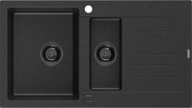 MEXEN/S - Matias granitový dřez 1.5 s odkapávačem 900 x 505 mm černá/stříbrná 6502901505-73-B