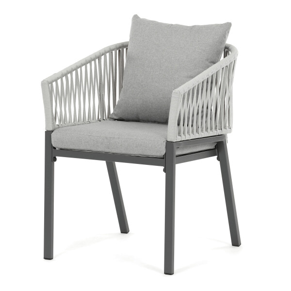Zahradní židle, kov, polyratan, šedá, AZC-S1430 GREY