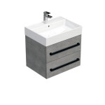 Koupelnová skříňka s černou úchytkou a umyvadlem SAT Cube Way 60x47,5x46 cm beton mat CUBE46C602BESAT CUBE46C602BESAT