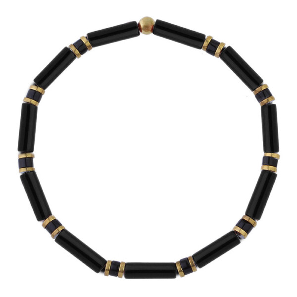 Luxusní pánský náramek Antonio Gold - onyx, zlatý hematit, Černá 22 cm