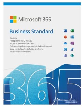 Microsoft 365 Business Standard předplatné 1 rok, elektronická licence, KLQ-00211, nová licence