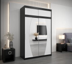 Šatní skříň Abi E0 s nástavcem Barva korpusu: Černá, Rozměry: 120 cm, Dveře: Bílá