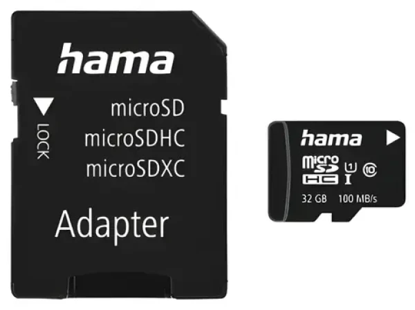 Hama microSDHC 32 GB + adaptér / Paměťová karta / Class 10 / UHS-I / 80 MB/s