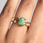 Royal Fashion prsten 18k zlato Vermeil SKA-R002-ROSEGOLD-GREENAPATITE Velikost: 5 (EU: 49-50)