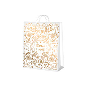 Dárková taška malá - Šťastné a veselé s ražbou (17,8 × 9,8 × 22,9 cm) - Albi