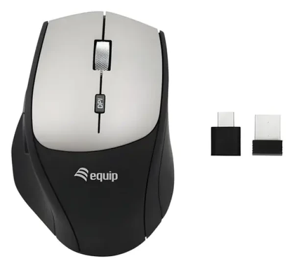 Equip ergonomická bezdrátová myš černá / Myš / pravoruká / 2400 DPI / 2,4 GHz / USB-A/USB-C přijímač (245115)