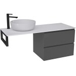 CERANO - Koupelnová skříňka Carole - antracitová + deska z lit. mramoru Elanys - 12 mm + konzole černá - 120x49,2x46 CER-467293