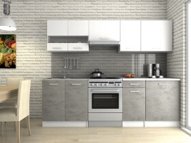 FRONTI Kuchyňská linka LUIZA III 240x180 - Bílá + beton