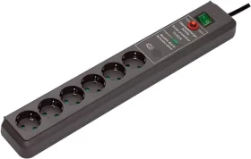 Brennenstuhl Secure-Tec antracit / Prodlužovací kabel / Přepěťová ochrana / 6x zásuvka / 3500 W (1159540376)