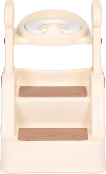 ECOTOYS Záchodové prkénko se schůdky béžové / Toaletní sedátko / Nastavitelná výška / Protiskluzové schůdky (HA-P33-2)