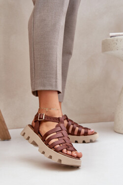 Kožené Dámské Sandály Zazoo 3695 Hnědé 37