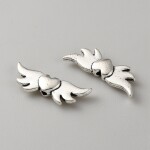 Kovová andělská křídla se srdcem - starostříbrná - 7x 20 x 3 mm - 1 ks