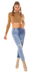 Sexy Highwaist Bi-Color Mom Jeans Použitý vzhled denimblue