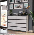 DumDekorace Moderní komoda s 8 zásuvkami R-140-S8 - různé barevné varianty Bílá