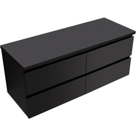 CERANO Koupelnová skříňka Carole + deska pod umyvadlo Navira Pro - 36 mm - černá matná - 160x51,6x46 cm
