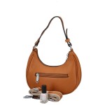 Jednoduchá dámská koženková kabelka přes rameno Alika, hnědá