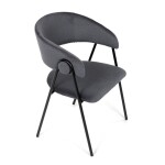 Židle jidelní, šedá látka, černá kovová noha