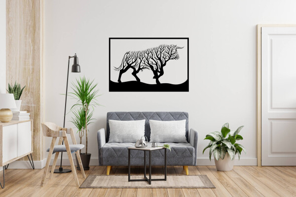 Strom života býk dekorace na zeď Rozměr (cm): 38 x 25, Dekor: Černá