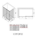 CERANO - Sprchový kout Lantono - levá - 8 mm - Soft-Close - černá matná, mléčné sklo - 100x100 - posuvný CER-665227